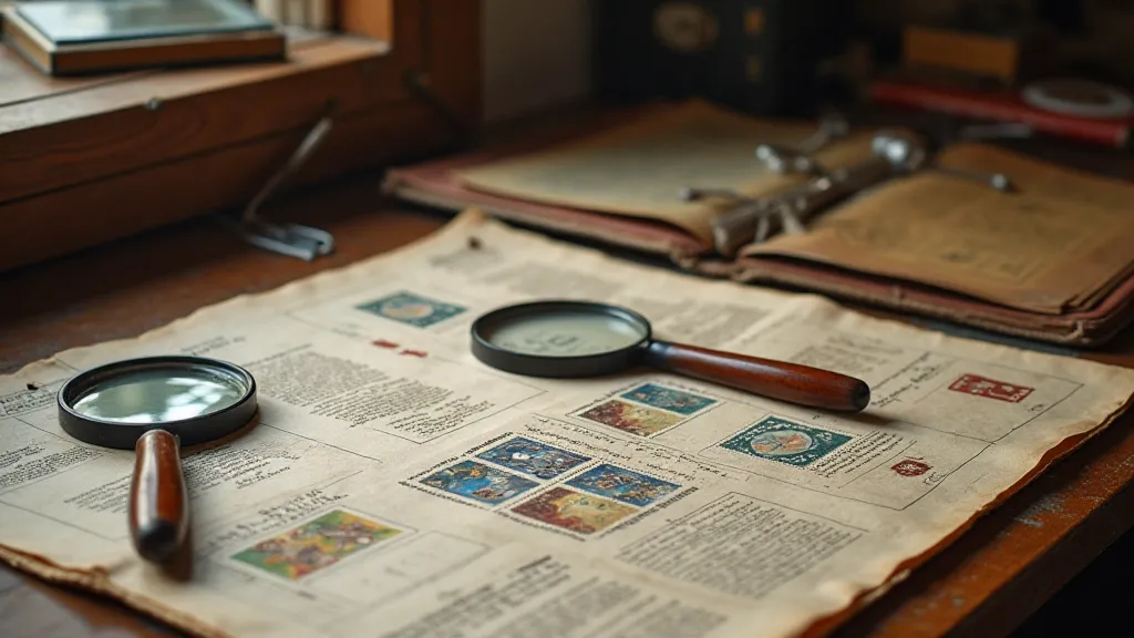 Collector's desk with philatelic tools