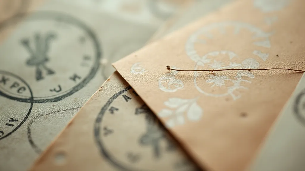 Close-up of aged first day cover paper texture