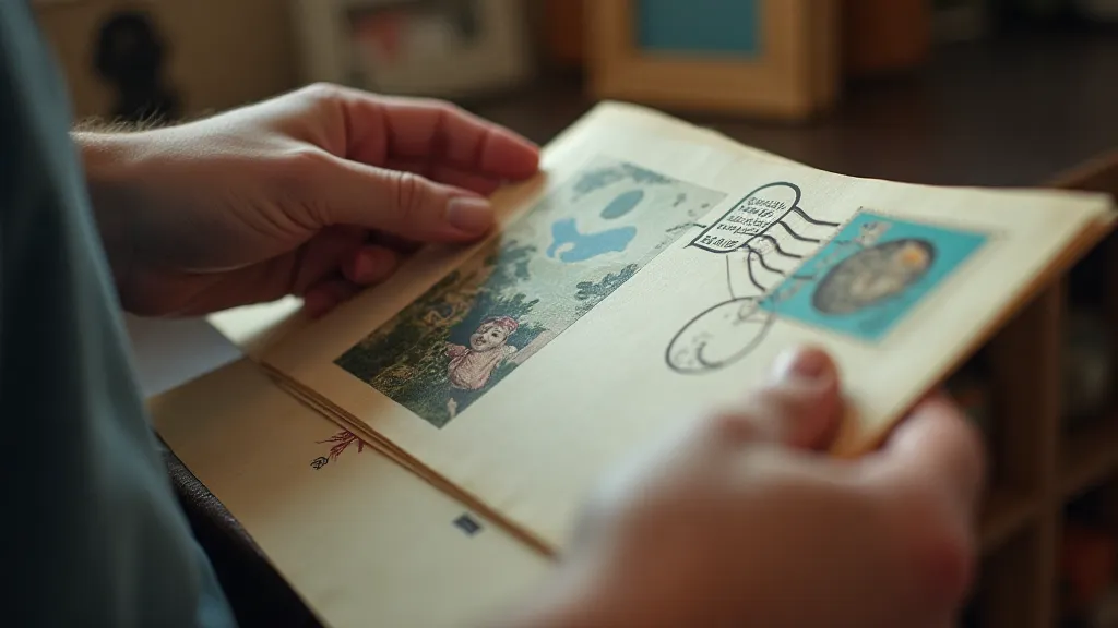 Collector placing FDC into archival sleeve