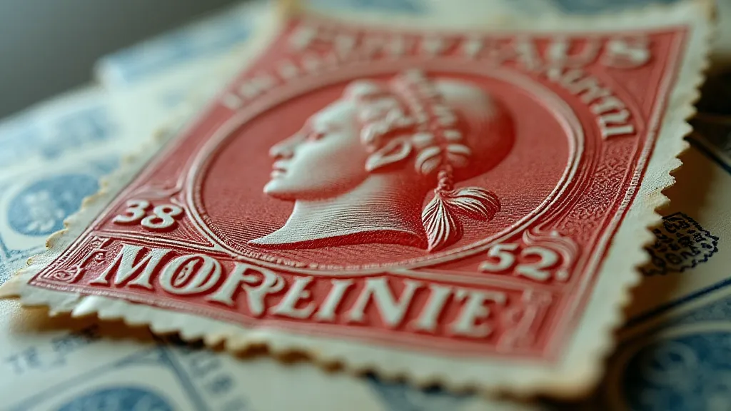 Macro photograph of a vintage postage stamp